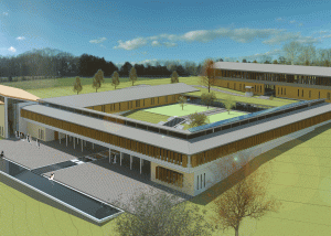 Exterior rendering of Green Vale Abbey, Bucks County PA (view 1)