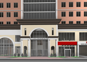 Street-level exterior rendering of Norristown Capitol District