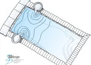 Pool and water feature design plan, Gladwyne PA (view 1)