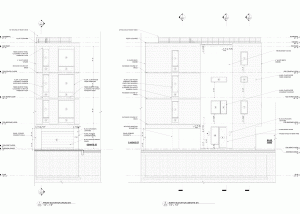 Elevation drawing of Modern Row Houses & Roof Decks, Philadelphia PA (view 1)