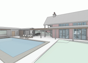 Exterior rendering of Pool House & Spa, Chester County PA (view 1)