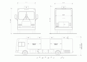 Vehicle layout drawing of Mobile Event Tours, Philadelphia PA (view 1)