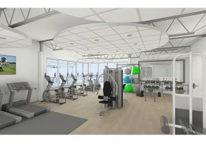 Gym interior rendering of Clubhouse, Pool & Gym, Mount Laurel NJ (view 1)