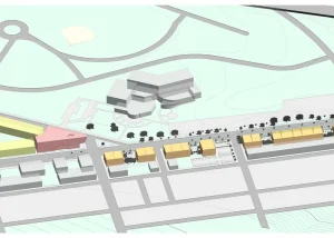 Massing and phasing diagram of Master Planning, Philadelphia PA (view 1)